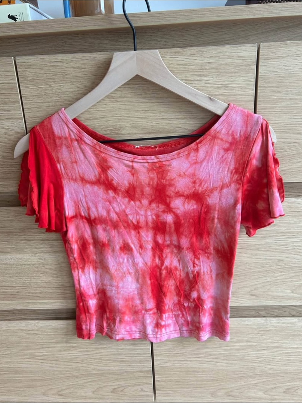 Women’s Red Tie-Dye Short Sleeve Top